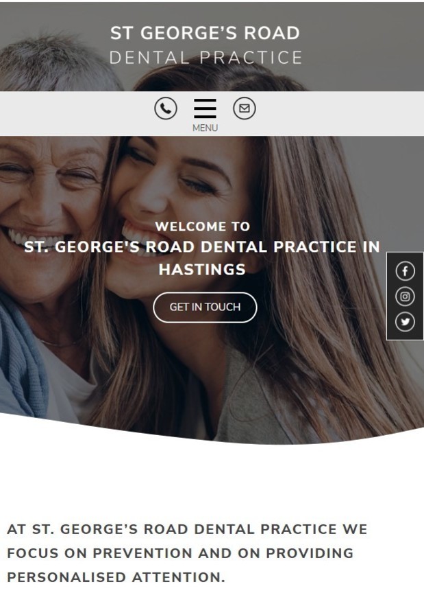 A website design for a dental practice shown on a mobile.